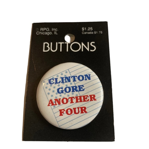 Vintage 1990s Political Button Pin Clinton Gore Another Four Metal Pin - Picture 1 of 2